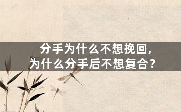 分手为什么不想挽回,为什么分手后不想复合？