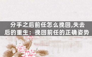 分手之后前任怎么挽回,失去后的重生：挽回前任的正确姿势