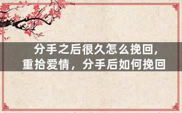 分手之后很久怎么挽回,重拾爱情，分手后如何挽回