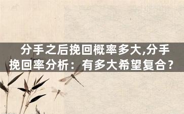 分手之后挽回概率多大,分手挽回率分析：有多大希望复合？