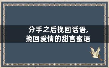 分手之后挽回话语,挽回爱情的甜言蜜语