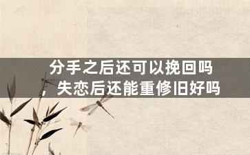 分手之后还可以挽回吗，失恋后还能重修旧好吗