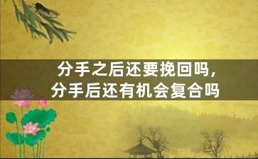 分手之后还要挽回吗,分手后还有机会复合吗