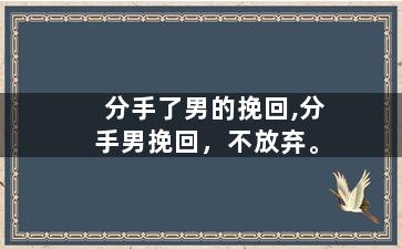 分手了男的挽回,分手男挽回，不放弃。