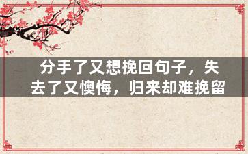分手了又想挽回句子，失去了又懊悔，归来却难挽留