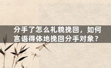分手了怎么礼貌挽回，如何言语得体地挽回分手对象？