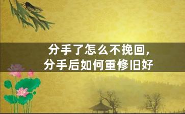 分手了怎么不挽回,分手后如何重修旧好