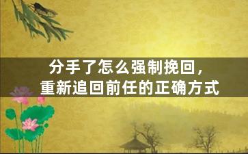 分手了怎么强制挽回，重新追回前任的正确方式