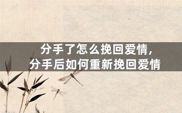 分手了怎么挽回爱情,分手后如何重新挽回爱情