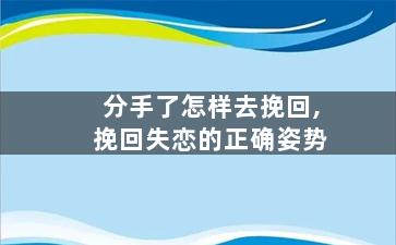 分手了怎样去挽回,挽回失恋的正确姿势