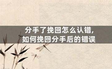 分手了挽回怎么认错,如何挽回分手后的错误