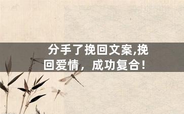 分手了挽回文案,挽回爱情，成功复合！