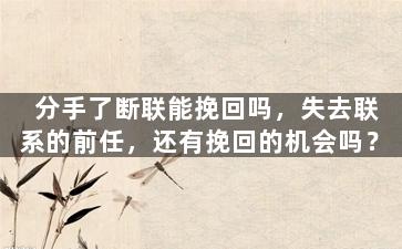 分手了断联能挽回吗，失去联系的前任，还有挽回的机会吗？