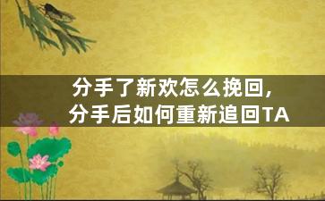 分手了新欢怎么挽回,分手后如何重新追回TA