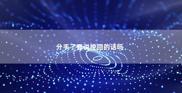 分手了要说挽回的话吗