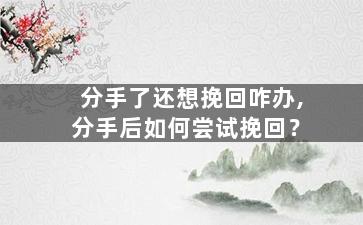 分手了还想挽回咋办,分手后如何尝试挽回？