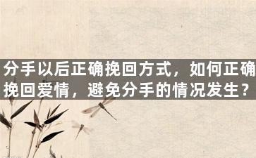 分手以后正确挽回方式，如何正确挽回爱情，避免分手的情况发生？