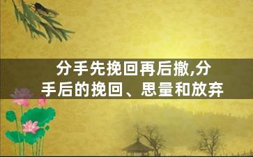 分手先挽回再后撤,分手后的挽回、思量和放弃