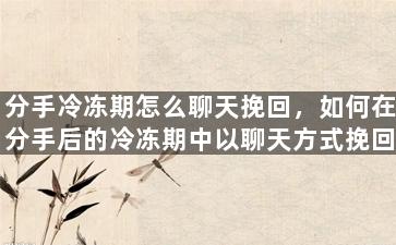 分手冷冻期怎么聊天挽回，如何在分手后的冷冻期中以聊天方式挽回感情