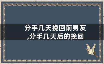 分手几天挽回前男友,分手几天后的挽回