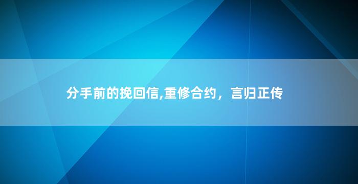 分手前的挽回信,重修合约，言归正传