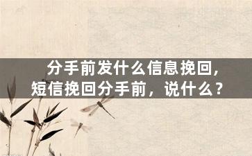 分手前发什么信息挽回,短信挽回分手前，说什么？