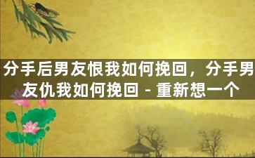 分手后男友恨我如何挽回，分手男友仇我如何挽回
