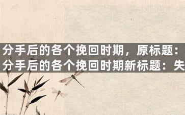分手后的各个挽回时期，原标题：分手后的各个挽回时期新标题：失恋后的反思与成长期