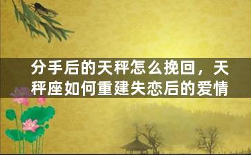 分手后的天秤怎么挽回，天秤座如何重建失恋后的爱情