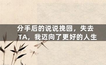 分手后的说说挽回，失去TA，我迈向了更好的人生