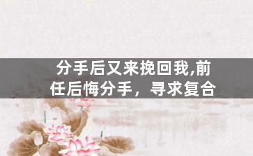 分手后又来挽回我,前任后悔分手，寻求复合