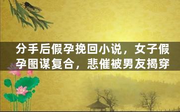 分手后假孕挽回小说，女子假孕图谋复合，悲催被男友揭穿