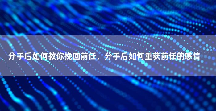 分手后如何教你挽回前任，分手后如何重获前任的感情