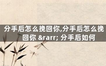 分手后怎么挽回你,分手后怎么挽回你