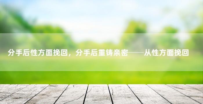 分手后性方面挽回，分手后重铸亲密──从性方面挽回