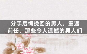 分手后悔挽回的男人，重返前任，那些令人遗憾的男人们
