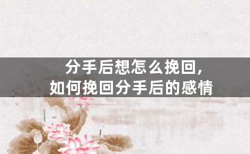 分手后想怎么挽回,如何挽回分手后的感情
