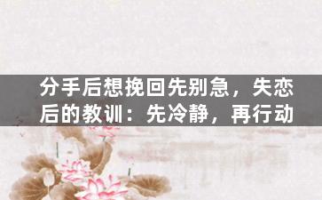 分手后想挽回先别急，失恋后的教训：先冷静，再行动