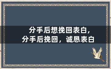 分手后想挽回表白,分手后挽回，诚恳表白