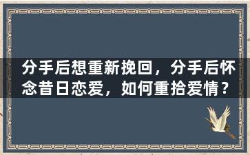分手后想重新挽回，分手后怀念昔日恋爱，如何重拾爱情？