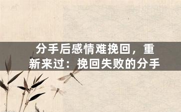 分手后感情难挽回，重新来过：挽回失败的分手