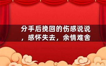 分手后挽回的伤感说说，感怀失去，余情难舍