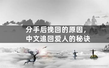 分手后挽回的原因，中文追回爱人的秘诀