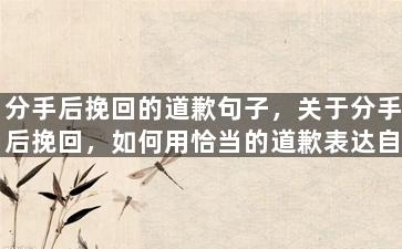 分手后挽回的道歉句子，关于分手后挽回，如何用恰当的道歉表达自己的真实感受？