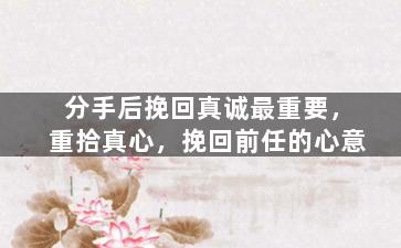 分手后挽回真诚最重要，重拾真心，挽回前任的心意