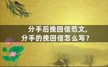 分手后挽回信范文,分手的挽回信怎么写？