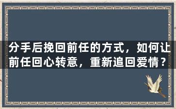 分手后挽回前任的方式，如何让前任回心转意，重新追回爱情？