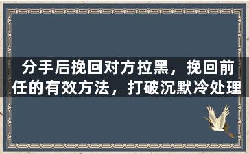 分手后挽回对方拉黑，挽回前任的有效方法，打破沉默冷处理