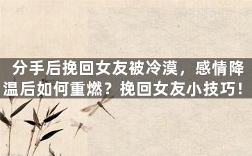 分手后挽回女友被冷漠，感情降温后如何重燃？挽回女友小技巧！
