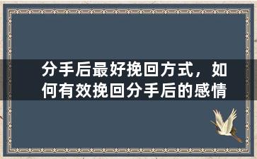 分手后最好挽回方式，如何有效挽回分手后的感情